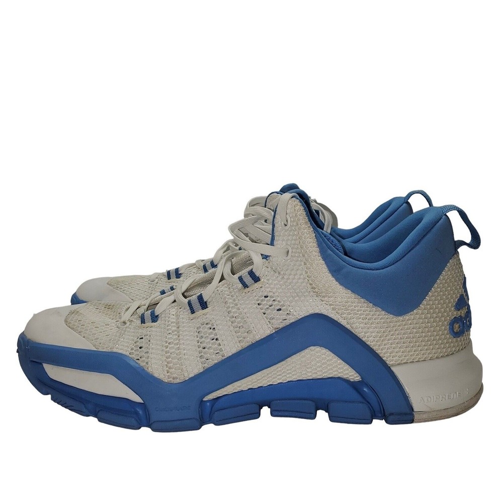 Adidas Men's TechFit White Sky Blue High Top Basketball Shoes, Size 14